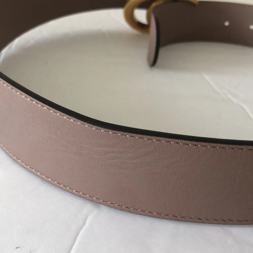 Gucci Authentic Double G  Leather Belt Moon Porcelain Rose 85/34, 1.5